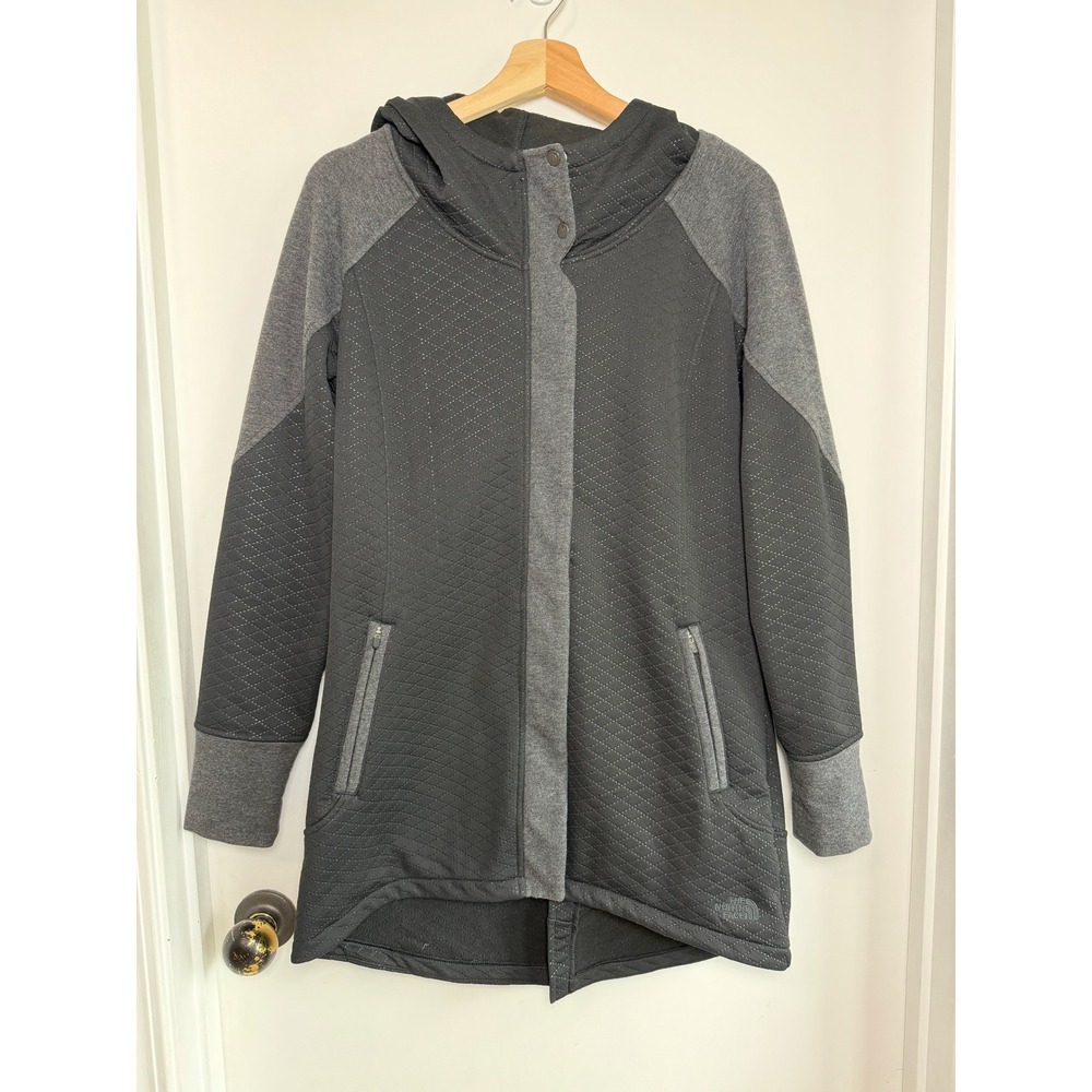 The North Face Recover Up Womens Black Quilted Hooded Jacket‎ Grey Trim Size M